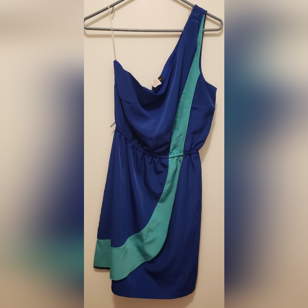 Teeze Me Blue and Teal Cold Shoulder Dress Size 9